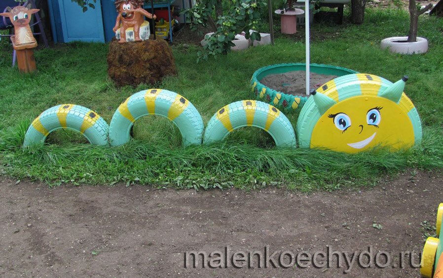 гусеница из покрышек